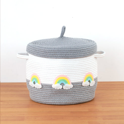 Rainbow - Grey Rope Basket With Lid